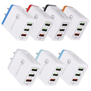 3 poorten Draagbare Reizen USB Wall Charger Snel Charge QC 3.0 2.0 Fast Charger Wall Adapter voor Samsung S10 S9 S7 S7 Xiaomi