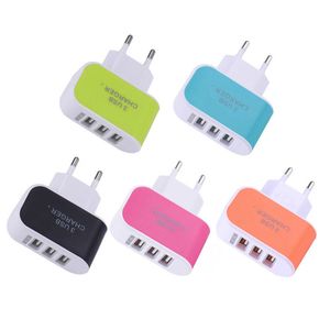 3 PORTS USB Lader 3A Fast Charge Portable Travel Power Adapter US EU -plug kleurrijke USB Wall Charger voor alle universele telefoontablet
