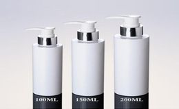 3 PS / Lot Bouteilles d'emballage cosmétique 100 ml 150 ml 200 ml Bouteille de pompe de lotion en plastique blanc Argent Bouteille PET pour shampooing avec distribution 2029153