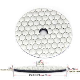 3 "4" Diamond Dry Polissing Pading Granite Marble Concrete Stone Tile Puffing Grinding Tool 1 Piece Grit 30/50/100/200/400/800/1500