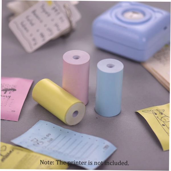 3 rouleaux couleurs thermiques Rouleau 57 * 30 mm Bill Receipt Photo Paper Impression transparente pour péripage A6 Pocket Thermal Imprimante