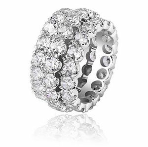 3 Rij CZ Diamanten Ringen 14K Goud Zilver Bling Ring Micro Pave Cubic Zirconia Voor Mannen Dames Hiphop Sieraden Geschenken