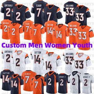 Custom Men Women Juvenil Football Jersey Surtain II Jerseys de fútbol Men Chubb Pat Patrick Javonte Williams Courtland Sutton Jarrett Stidham Brandon Jones