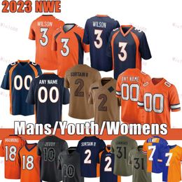 3 Russell Wilson Peyton Manning Football Jersey Patrick Surick II Jerry Jeudy John Elway Justin Simmons Javonte Williams Courtland Sutton Marvin Mims Jr