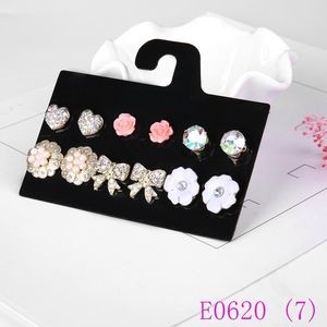 3 Set Roze Rose Bloem en Strik Crystal Stud Oorbellen Set Vrouwen Vrouwelijke Oor Studs Earing Sieraden Brincos Aros E0620