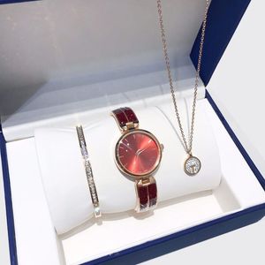 3 ensembles de luxe femmes montre bracelet collier Top marque designer mode dame montres pour femmes cadeau d'anniversaire de Noël montres étanches avec boîte-cadeau