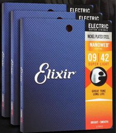 3 Setslot Elixir 12002 Nanoweb revêtement ultra mince cordes de guitare électrique Super léger 009042 pouces instruments de musique 1910008