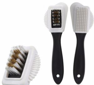 Brosse de nettoyage de chaussures à 3 côtés, soins de rénovation, adaptés aux chaussures en daim Nubuck, bottes noires, brosse de type S, ciré de chaussures