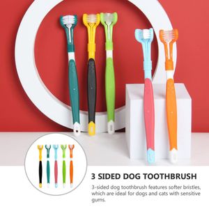 Cepillo de dientes para perros de 3 caras Limpieza de mascotas Cepillos bucales Cepillos para el cuidado dental de gatos para la mayoría de las mascotas Perros Diferentes formas de dientes y boca Cómodo de sostener