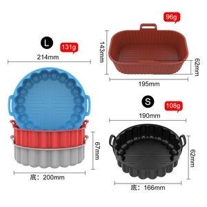 3 Size AirFryer Reusable Pot Silicone Easy To Clean Oven For Round Liner Pizza Chicken Plate Grill Nonstick Pan Mat LX5341