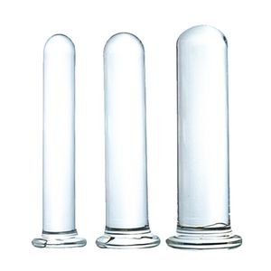 3 Size Glas Dildo Anal Long 12.5cm * 2 / 2.5 / 3 cm Seksspeeltjes Glad en Mooi S Voor Vrouwen 210701