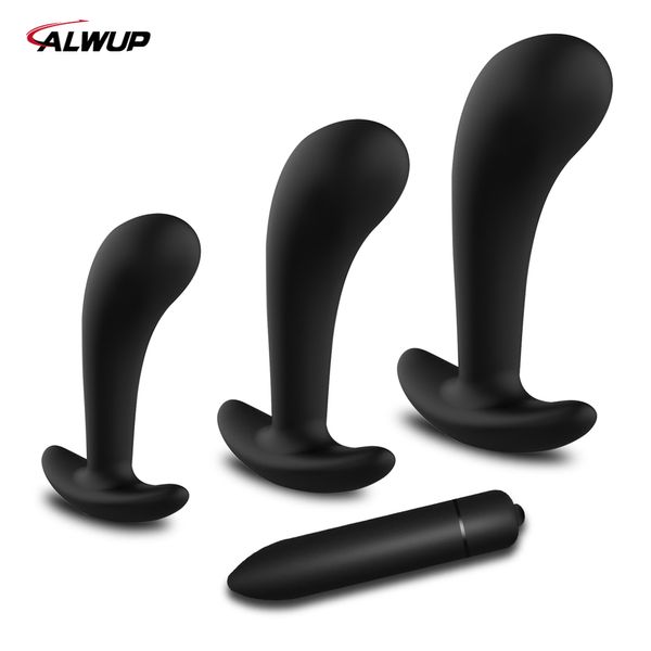 3 tamaños de silicona Butt Anal Plug Bullet vibrador masajeador de próstata adultos juguetes sexy para hombres/mujeres parejas entrenador Buttplug