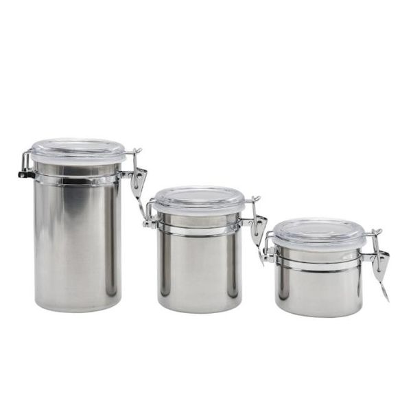 Réservoir d'humidité en acier inoxydable de 3 tailles, pot étanche à l'humidité, stockage du tabac, boîte à pilules écologique, mallette de rangement des aliments Jar5135143