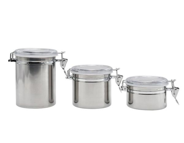 Réservoir d'humidité en acier inoxydable de 3 tailles, pot étanche à l'humidité, stockage du tabac, boîte à pilules écologique, mallette de rangement des aliments Jar5699990