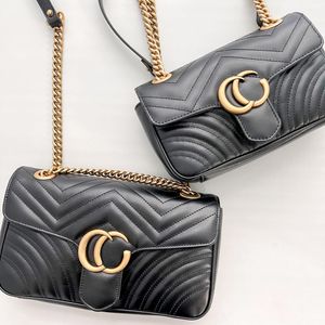 3 tamaños Bag marmont luxurys diseñador bolso de bolso de cuero para mujeres bolso embrague de bolso fashion dama cruzada de bolsas de bolsas para hombres clásicos bolsos de hombro de cadena dorada