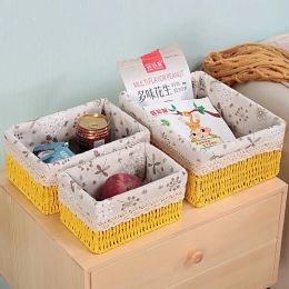 Paniers de rangement en paille faits à la main, 3 tailles/ensemble, articles ménagers, collations, débris de fruits, cosmétiques, blanchisserie, finition, panier de rangement