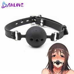 3 tailles Soft Safety Silicone Open Mouth Gag Ball BDSM Bondage Slave Ball Gag Toys Sexe pour femme Couples Adult Sex Games 240129