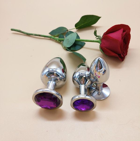 3 tamaños de acero inoxidable achanado para tapón de rosa de tapón anal Joya de sexo Joya para pareja Buttplug 8806084 seguras y no tóxicas