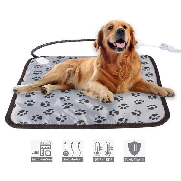 Coussin chauffant réglable à 3 vitesses pour chien chat Protection contre la mise hors tension pour animaux de compagnie électrique chauffé tapis chaud lit étanche fil résistant aux morsures 240115