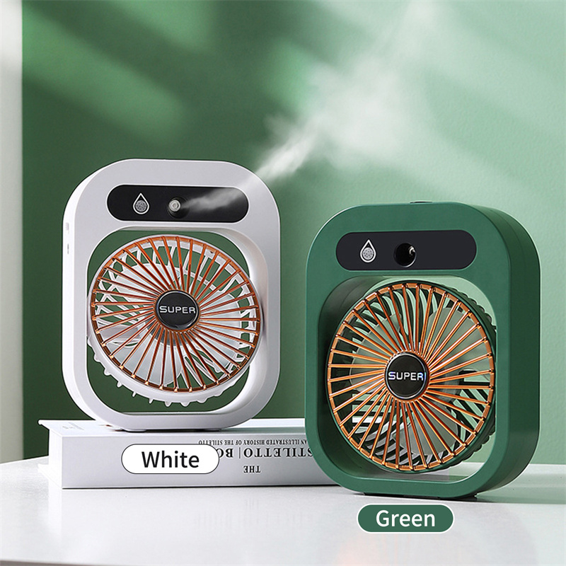 Elektrischer Ventilator mit 3 Geschwindigkeiten, tragbarer Mini-Luftkühler, wiederaufladbarer USB-Luftbefeuchter, tragbarer Sprühventilator