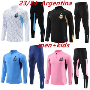 3 étoiles Argentine Survêtement Jerseys de football 2023 2024 Veste à domicile Chemises de football Messi Di Maria Dybala de Paul Maradona Hommes Enfants Survêtement de survêtement Kit