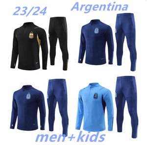 3 estrellas Argentina Chándal Jerseys de fútbol 2023 2024 Home Away Chaqueta Camisetas de fútbol MESSIS DI MARIA DYBALA DE PAUL MARADONA Hombres Niños Traje de entrenamiento Trajes de entrenamiento Kit