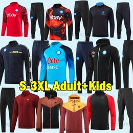 XXXL 22 23 NAPOLI SOCCER SETS 2023 2024 ROMAS Trench Coat Napels Jacket Trainingspak half Trek lange mouw Cagoule Jacket volwassen kinderen voetbal shirts S-3XL