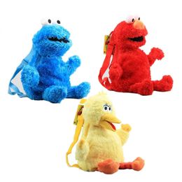 3 Style 45cm Sesame Street Sac à dos Red Elmo Blue Cookie Guy Jaune Big Bird Bag Bag Childrens School Sac 240513