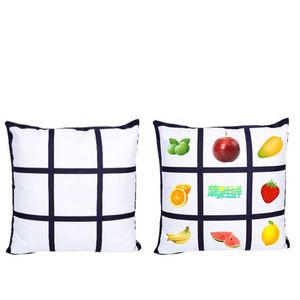 3 blancs de style sublimation taie d'oreiller noir blanc grille bricolage jeter housse de coussin double nouilles personnalisé transfert de chaleur canapé taie d'oreiller