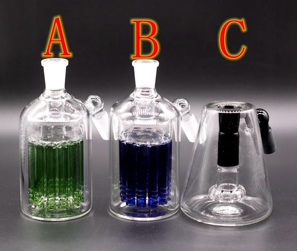 Attrape-cendres en verre de 3 styles pour narguilés Bong 14mm 18mm 4,5 pouces Mini Hick Pyrex Clear Bubbler Ashcatcher 45 90 degrés