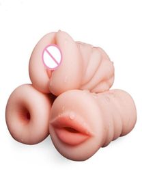3 Style Oral Pussy Masturbateur sexy 3D Gorge réaliste Silicone Vagin artificiel Bouche Anal Jouets érotiques pour hommes Shop9820473