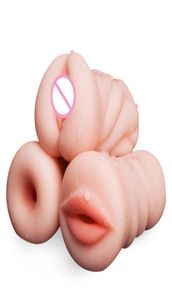 3 Style Oral Pussy Masturbateur sexy 3D Gorge réaliste Silicone Vagin artificiel Bouche Anal Jouets érotiques pour hommes Shop5522617
