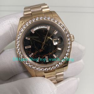 3 montres en or rose de style avec boîte pour hommes Date 40mm Eisekiesel Cadran Baguette Meteorite Diamond Bezel Asia 2813 Mouvement Automatique Mécanique Montre Homme