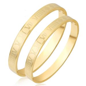 3 Stijl Rvs Romeinse cijfers Armbanden Armbanden voor Dames Mannen Lover Luxe Carving Nummer Armband Bruiloft Sieraden Gift Q0719