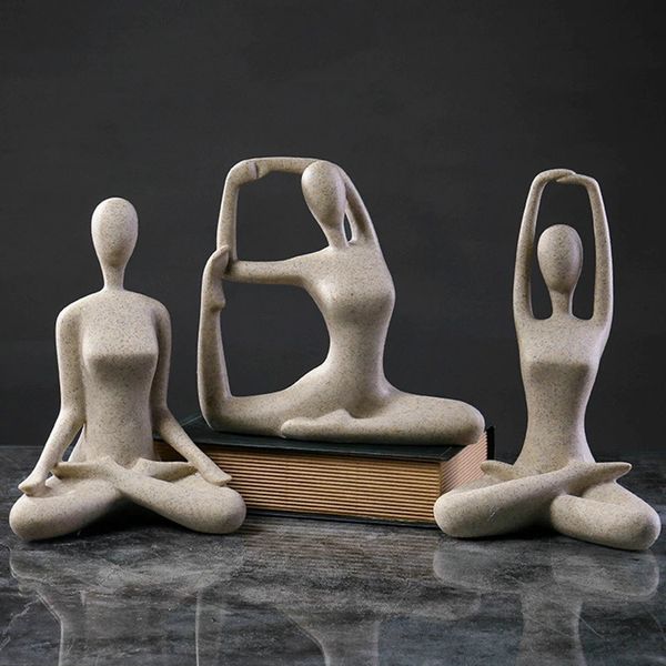 3 Styles Art abstrait Yoga pose Figurine dame Figure Statue maison Studio décor ornement 231220