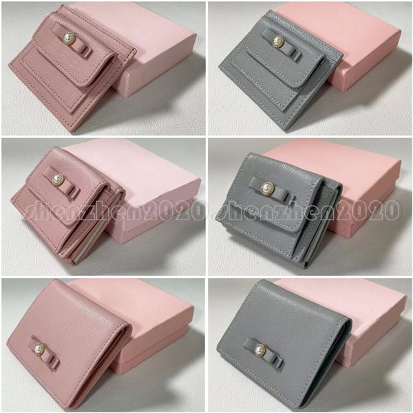3 Styles de mode mignon PearlBow sac à cartes en cuir porte-cartes portefeuille pour femmes avec boîte-cadeau