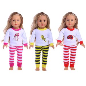 Ensemble pyjama 3 Styles à la mode, vêtements et accessoires, poupée américaine de 18 pouces, vente en gros