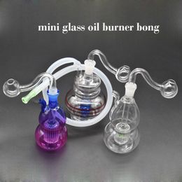 3 styles mis narguilé verre brûleur à mazout Bong pour Dab Rigs conduites d'eau Matirx Perc petit barboteur fumer tuyau d'eau cendrier Bong avec 10mm mâle brûleur à mazout en verre Pip