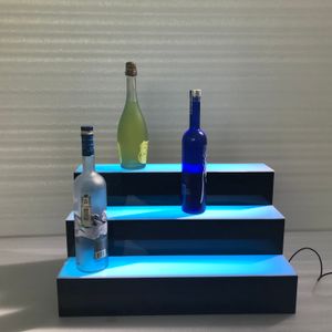 Estante de exhibición de botellas de licor con iluminación LED de 3 niveles para salón de bar de discoteca