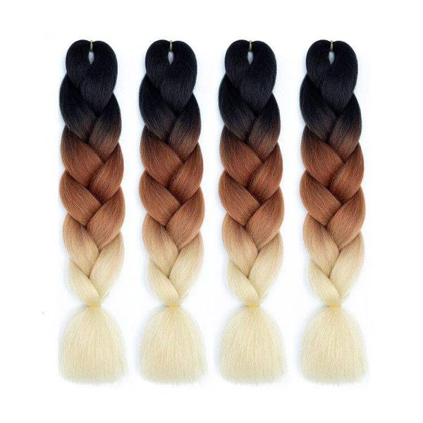 3 tons Yaki Ultra Jumbo tresse cheveux Ombre couleur fibres synthétiques cheveux 24 pouces vente en gros en vrac tressage cheveux