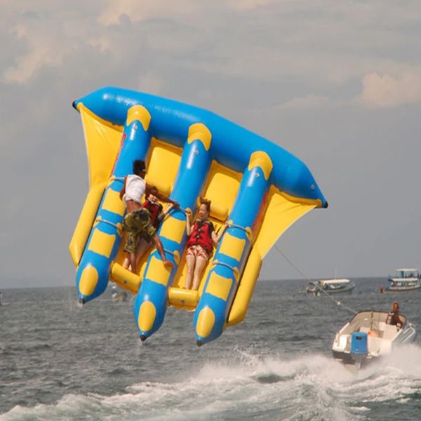 3 tubos 6 asientos juguetes para deportes acuáticos barco inflable pez volador remolcables juegos de parque acuático