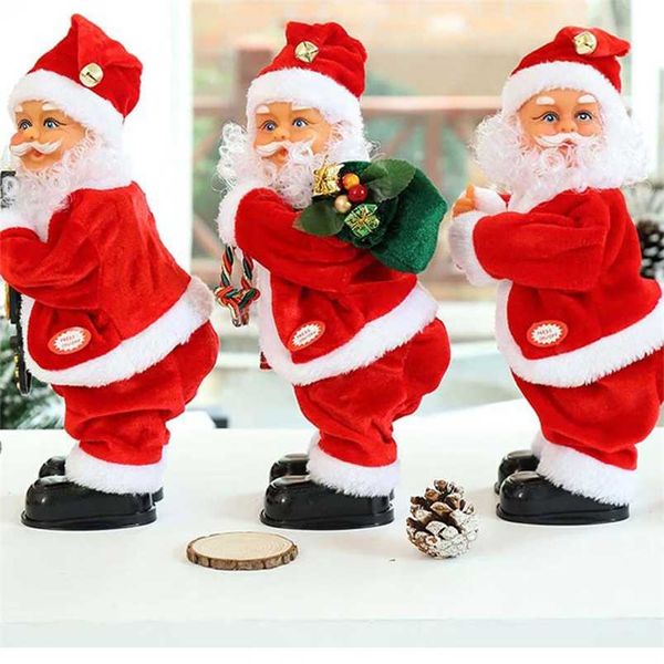 3 Tipo 2022 Regalo de Navidad Baile musical eléctrico Papá Noel Muñeca Twerking Muñeca Fiesta Decoración de Navidad Regalos para niños 211104