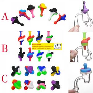 3 Types Mignon Slicon Silicone Carb Cap Dia 22mm 25mm pour quartz banger ongles bol verre bong plate-forme pétrolière conduite d'eau en verre DHL