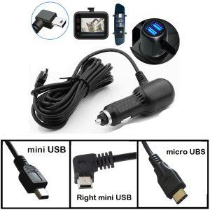 3-Types DVR Charge Câble Dash Cam Cam Car Chargeur Mini Cable USB Micro USB Cordon d'alimentation 12-24V Charger de voiture pour la caméra DVR GPS