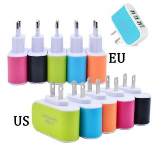 Chargeur de bonbons USB 3 Utilitaire familial Prise de sécurité Économisez beaucoup d'espace de prise Chargeurs de téléphones portables US EU pour iphone Samsung LG