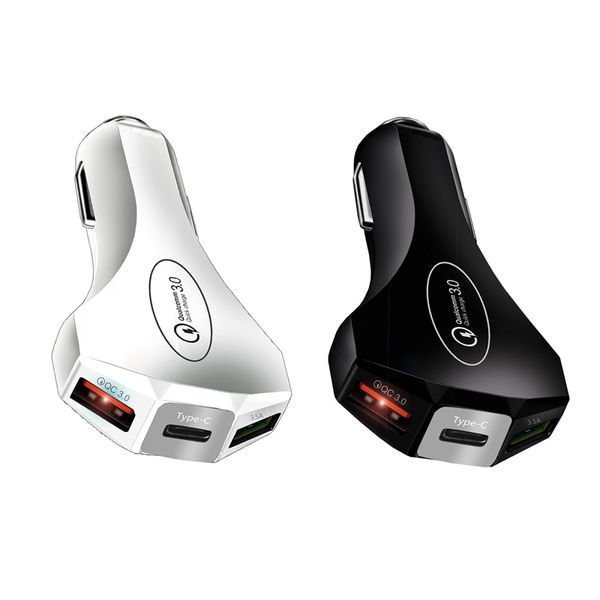 3 USB Cargador de coche Carga rápida QC 3.0 Teléfono móvil universal Tipo C Carga rápida para iPhone 11 Xiaomi Samsung Huawei LG DHL FEDEX