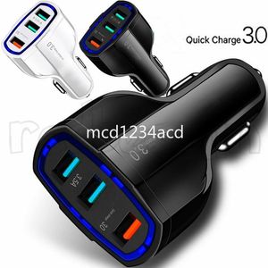 Chargeur de voiture 3 ports USB Charge rapide rapide QC3.0 35W 7A Adaptateur de chargeurs de voiture pour iphone 15 14 12 13 samsung htc M1 gps mp3 boîte de vente au détail