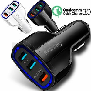 3 puertos USB Cargador de coche Carga rápida QC3.0 35W 7A Adaptador de cargadores de coche para samsung htc teléfono android gps mp3 caja de venta al por menor