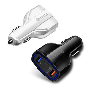 3 ports usb chargeur de voiture rapide charge rapide 3.0 adaptateur de chargeur de téléphone de voiture pour chargeur iPhone Samsung Pas d'emballage de vente au détail