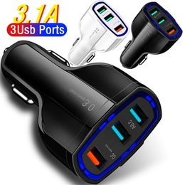 3 ports USB haute vitesse 5V 3.1A chargeur de voiture chargeurs de véhicule adaptateur secteur pour ipad iphone 12 13 14 15 pro samsung htc téléphone android gps mp3